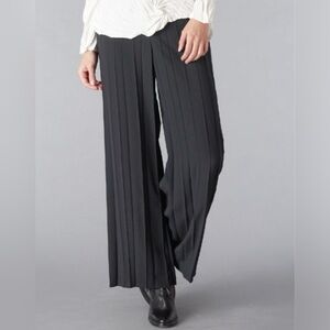 Babette Wide Leg High Waisted Ankle Length Palazzo Pants Crinkle Black Size XL